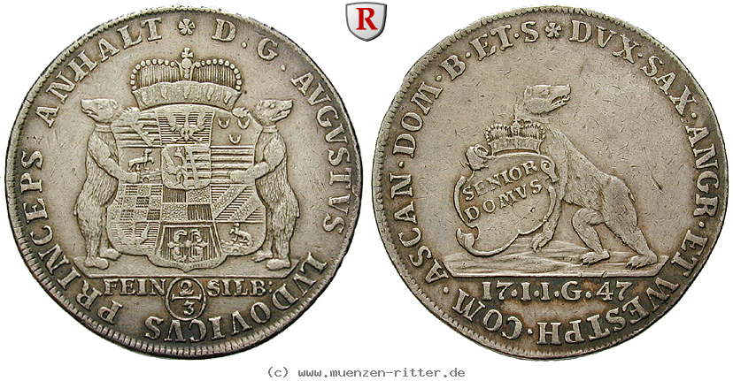 Klicken Sie auf das Bild um es auf Ihrem Rechner zu speichern anhalt-august-ludwig-2-3-taler/100831.jpg