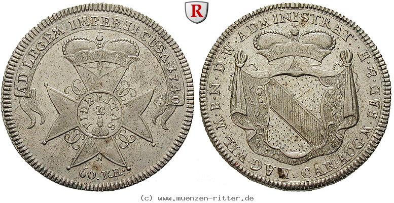 Klicken Sie auf das Bild um es auf Ihrem Rechner zu speichern baden-karl-august-und-magdalena-wilhelmina-als-regenten-60-kreuzer/97260.jpg