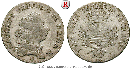 Klicken Sie auf das Bild um es auf Ihrem Rechner zu speichern baden-karl-friedrich-10-kreuzer/97262.jpg
