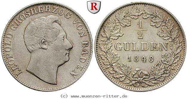 Klicken Sie auf das Bild um es auf Ihrem Rechner zu speichern baden-karl-leopold-friedrich-1-2-gulden/81626.jpg