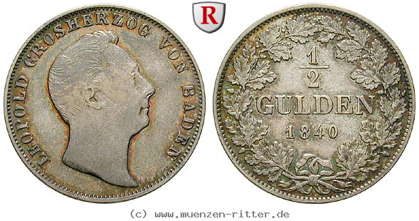 Klicken Sie auf das Bild um es auf Ihrem Rechner zu speichern baden-karl-leopold-friedrich-1-2-gulden/90808.jpg