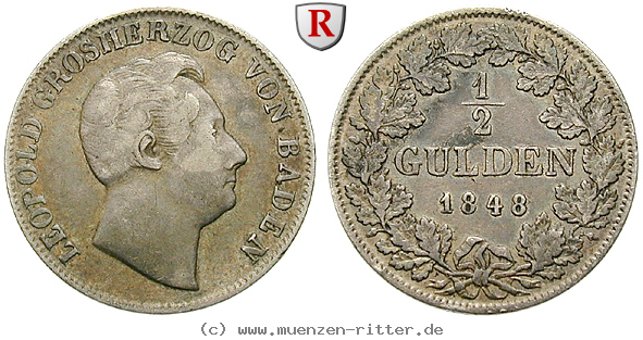 Klicken Sie auf das Bild um es auf Ihrem Rechner zu speichern baden-karl-leopold-friedrich-1-2-gulden/93808.jpg