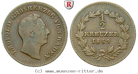 Klicken Sie auf das Bild um es auf Ihrem Rechner zu speichern baden-karl-leopold-friedrich-1-2-kreuzer/36318.jpg