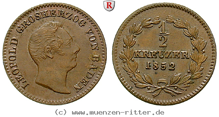 Klicken Sie auf das Bild um es auf Ihrem Rechner zu speichern baden-karl-leopold-friedrich-1-2-kreuzer/85386.jpg