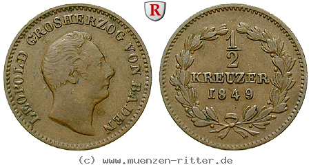 Klicken Sie auf das Bild um es auf Ihrem Rechner zu speichern baden-karl-leopold-friedrich-1-2-kreuzer/86019.jpg