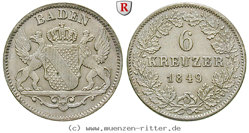 Klicken Sie auf das Bild um es auf Ihrem Rechner zu speichern baden-karl-leopold-friedrich-6-kreuzer/85015.jpg