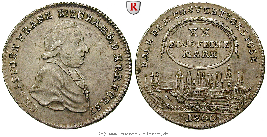 Klicken Sie auf das Bild um es auf Ihrem Rechner zu speichern bamberg-bistum-christoph-franz-von-buseck-1-2-konventionstaler/93158.jpg