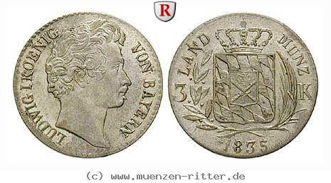 Klicken Sie auf das Bild um es auf Ihrem Rechner zu speichern bayern-ludwig-i-3-kreuzer/81631.jpg