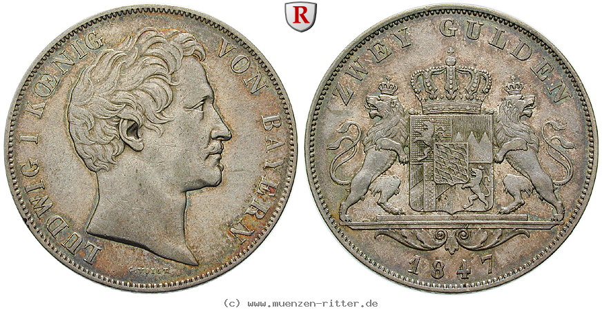 Klicken Sie auf das Bild um es auf Ihrem Rechner zu speichern bayern-ludwig-i-doppelgulden/85022.jpg