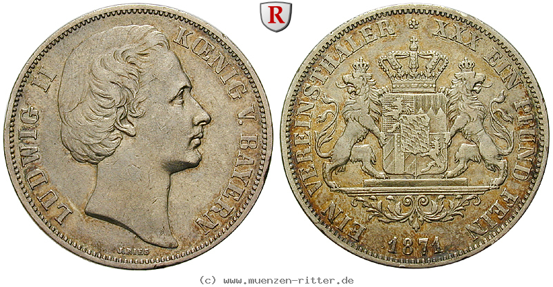 Klicken Sie auf das Bild um es auf Ihrem Rechner zu speichern bayern-ludwig-ii-vereinstaler/100290.jpg