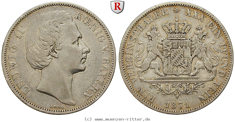 Klicken Sie auf das Bild um es auf Ihrem Rechner zu speichern bayern-ludwig-ii-vereinstaler/100544.jpg