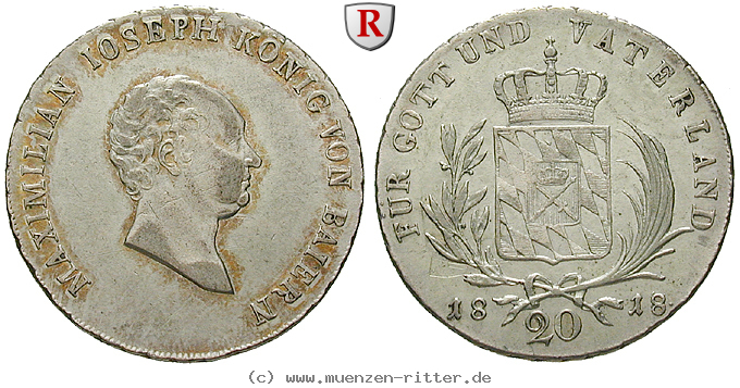 Klicken Sie auf das Bild um es auf Ihrem Rechner zu speichern bayern-maximilian-i-joseph-20-kreuzer/94370.jpg