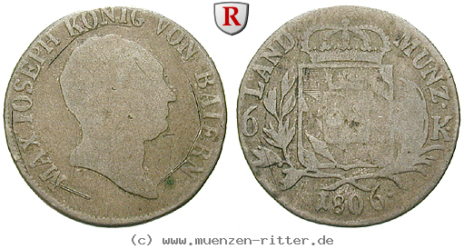 Klicken Sie auf das Bild um es auf Ihrem Rechner zu speichern bayern-maximilian-i-joseph-6-kreuzer/35923.jpg