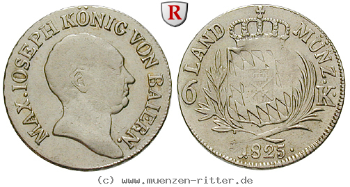 Klicken Sie auf das Bild um es auf Ihrem Rechner zu speichern bayern-maximilian-i-joseph-6-kreuzer/36268.jpg