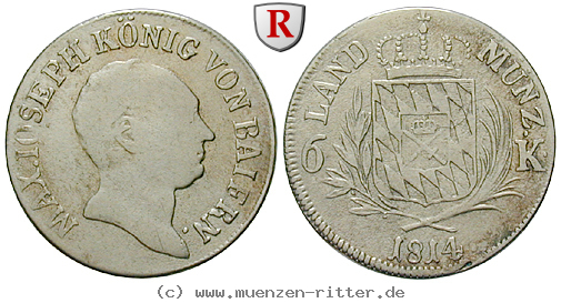 Klicken Sie auf das Bild um es auf Ihrem Rechner zu speichern bayern-maximilian-i-joseph-6-kreuzer/36273.jpg