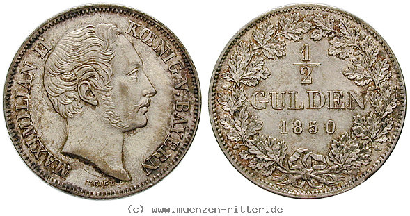 Klicken Sie auf das Bild um es auf Ihrem Rechner zu speichern bayern-maximilian-ii-1-2-gulden/22435.jpg