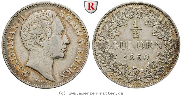 Klicken Sie auf das Bild um es auf Ihrem Rechner zu speichern bayern-maximilian-ii-1-2-gulden/81633.jpg