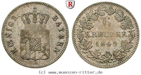 Klicken Sie auf das Bild um es auf Ihrem Rechner zu speichern bayern-maximilian-ii-6-kreuzer/34611.jpg