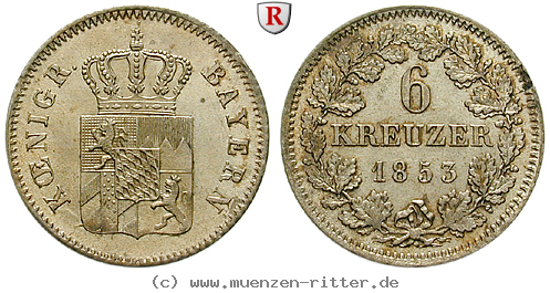 Klicken Sie auf das Bild um es auf Ihrem Rechner zu speichern bayern-maximilian-ii-6-kreuzer/93777.jpg