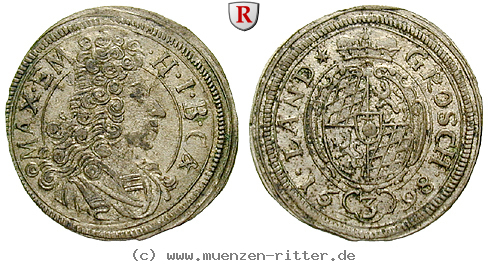 Klicken Sie auf das Bild um es auf Ihrem Rechner zu speichern bayern-maximilian-ii-emanuel-3-kreuzer/34595.jpg