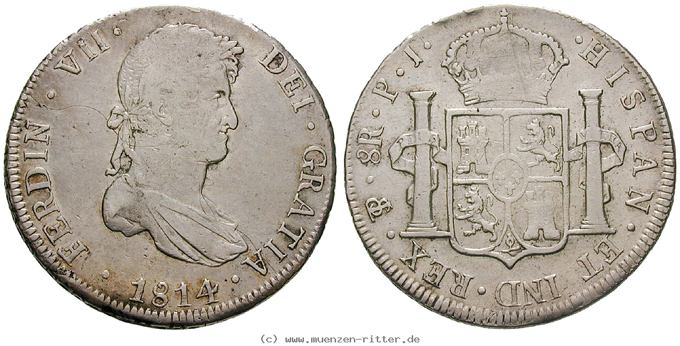 Klicken Sie auf das Bild um es auf Ihrem Rechner zu speichern bolivien-ferdinand-vii-8-reales/13244.jpg