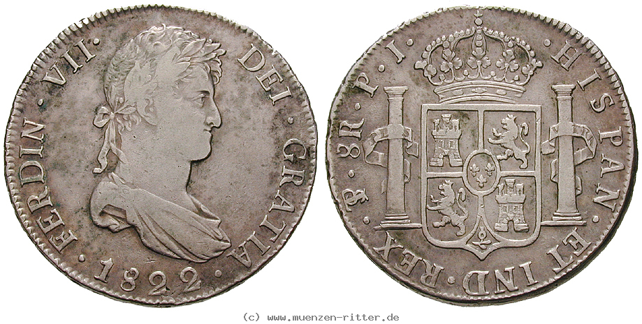 Klicken Sie auf das Bild um es auf Ihrem Rechner zu speichern bolivien-ferdinand-vii-8-reales/13246.jpg