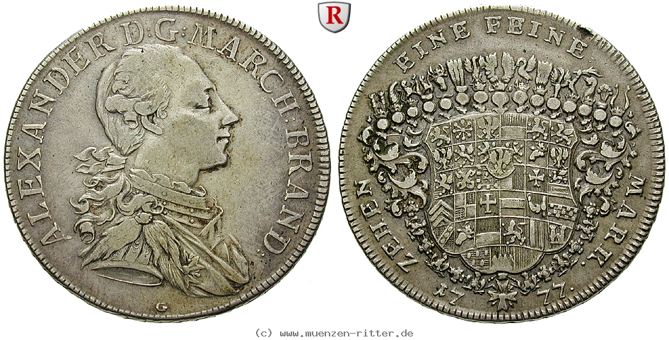 Klicken Sie auf das Bild um es auf Ihrem Rechner zu speichern brandenburg-in-franken-christian-friedrich-karl-alexander-konventionstaler/93172.jpg
