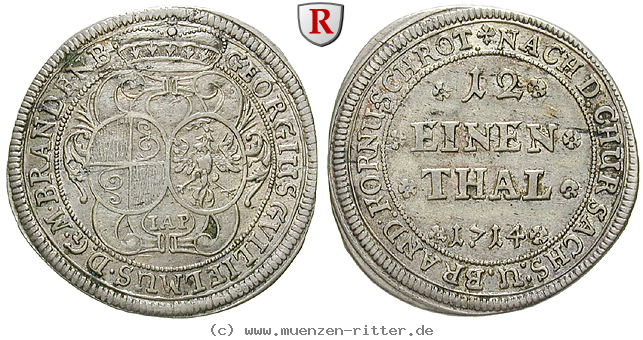 Klicken Sie auf das Bild um es auf Ihrem Rechner zu speichern brandenburg-in-franken-georg-wilhelm-1-12-taler/76090.jpg