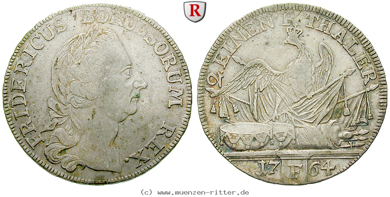 Klicken Sie auf das Bild um es auf Ihrem Rechner zu speichern brandenburg-preussen-friedrich-ii-1-2-reichstaler/31345.jpg