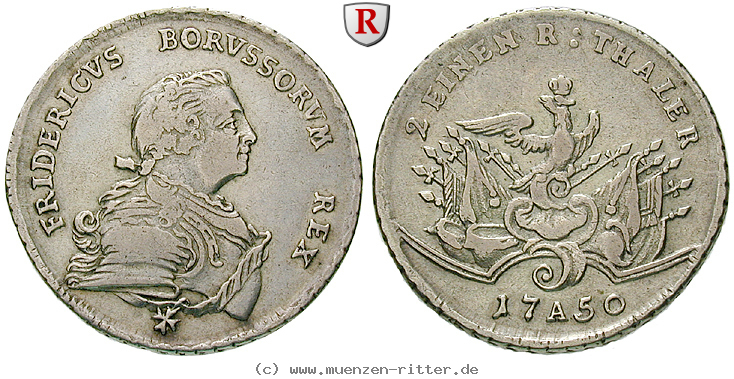 Klicken Sie auf das Bild um es auf Ihrem Rechner zu speichern brandenburg-preussen-friedrich-ii-1-2-reichstaler/66746.jpg