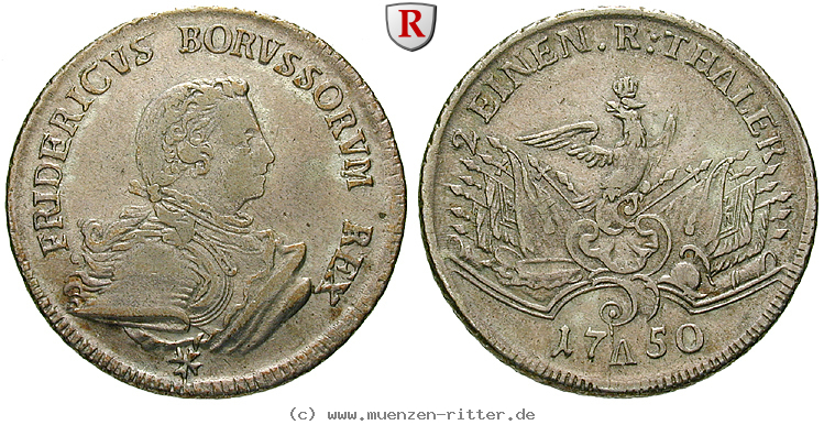 Klicken Sie auf das Bild um es auf Ihrem Rechner zu speichern brandenburg-preussen-friedrich-ii-1-2-reichstaler/95747.jpg