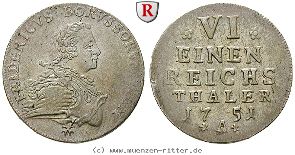 Klicken Sie auf das Bild um es auf Ihrem Rechner zu speichern brandenburg-preussen-friedrich-ii-1-6-reichstaler/102074.jpg