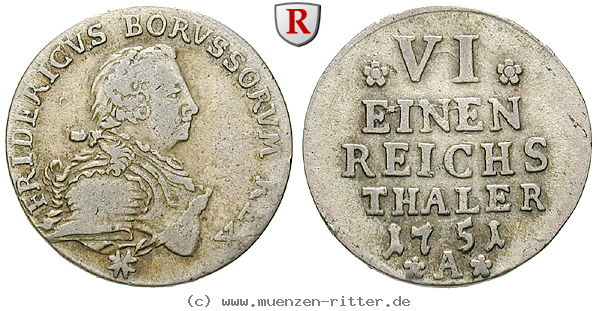 Klicken Sie auf das Bild um es auf Ihrem Rechner zu speichern brandenburg-preussen-friedrich-ii-1-6-reichstaler/54482.jpg