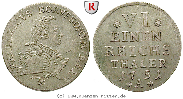 Klicken Sie auf das Bild um es auf Ihrem Rechner zu speichern brandenburg-preussen-friedrich-ii-1-6-reichstaler/95111.jpg