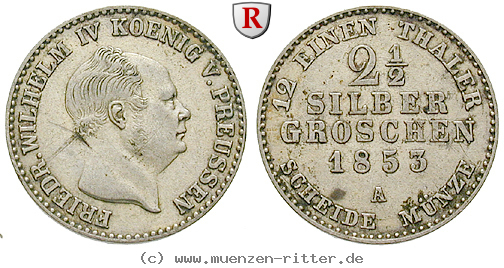 Klicken Sie auf das Bild um es auf Ihrem Rechner zu speichern brandenburg-preussen-friedrich-wilhelm-iv-2-1-2-silbergroschen/54601.jpg