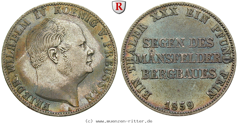 Klicken Sie auf das Bild um es auf Ihrem Rechner zu speichern brandenburg-preussen-friedrich-wilhelm-iv-ausbeutevereinstaler/100593.jpg