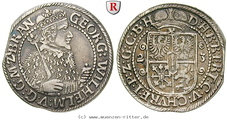 Klicken Sie auf das Bild um es auf Ihrem Rechner zu speichern brandenburg-preussen-georg-wilhelm-1-4-taler/79351.jpg