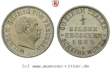 Klicken Sie auf das Bild um es auf Ihrem Rechner zu speichern brandenburg-preussen-wilhelm-i-1-2-silbergroschen/54592.jpg