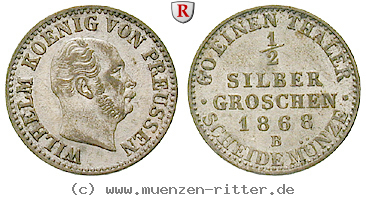 Klicken Sie auf das Bild um es auf Ihrem Rechner zu speichern brandenburg-preussen-wilhelm-i-1-2-silbergroschen/54593.jpg