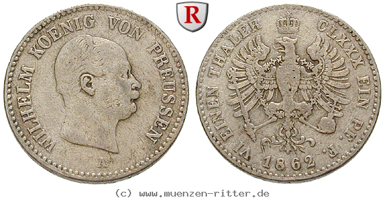 Klicken Sie auf das Bild um es auf Ihrem Rechner zu speichern brandenburg-preussen-wilhelm-i-1-6-taler/21666.jpg