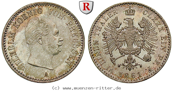 Klicken Sie auf das Bild um es auf Ihrem Rechner zu speichern brandenburg-preussen-wilhelm-i-1-6-taler/26973.jpg
