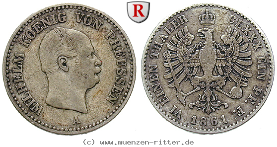Klicken Sie auf das Bild um es auf Ihrem Rechner zu speichern brandenburg-preussen-wilhelm-i-1-6-taler/28864.jpg