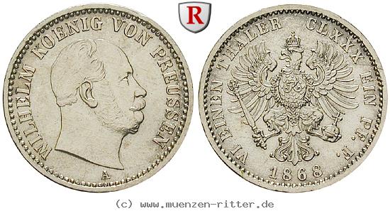 Klicken Sie auf das Bild um es auf Ihrem Rechner zu speichern brandenburg-preussen-wilhelm-i-1-6-taler/54574.jpg