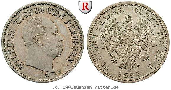 Klicken Sie auf das Bild um es auf Ihrem Rechner zu speichern brandenburg-preussen-wilhelm-i-1-6-taler/67069.jpg