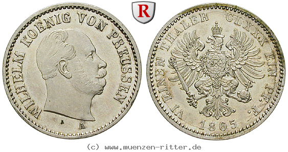 Klicken Sie auf das Bild um es auf Ihrem Rechner zu speichern brandenburg-preussen-wilhelm-i-1-6-taler/79604.jpg