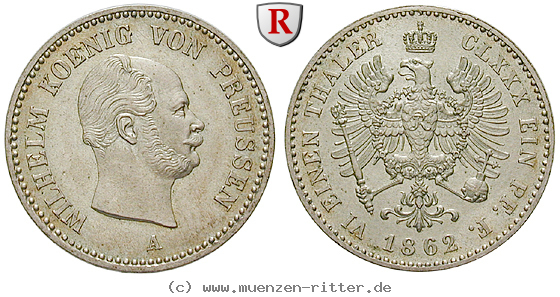 Klicken Sie auf das Bild um es auf Ihrem Rechner zu speichern brandenburg-preussen-wilhelm-i-1-6-taler/81940.jpg