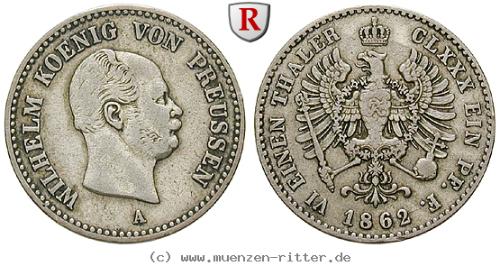 Klicken Sie auf das Bild um es auf Ihrem Rechner zu speichern brandenburg-preussen-wilhelm-i-1-6-taler/85954.jpg