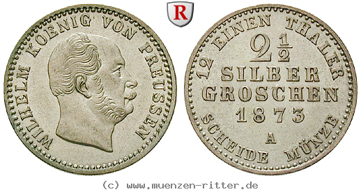 Klicken Sie auf das Bild um es auf Ihrem Rechner zu speichern brandenburg-preussen-wilhelm-i-2-1-2-silbergroschen/48438.jpg