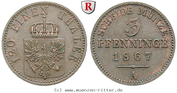 Klicken Sie auf das Bild um es auf Ihrem Rechner zu speichern brandenburg-preussen-wilhelm-i-3-pfennig/54508.jpg