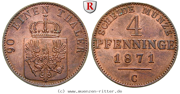 Klicken Sie auf das Bild um es auf Ihrem Rechner zu speichern brandenburg-preussen-wilhelm-i-4-pfennig/85488.jpg